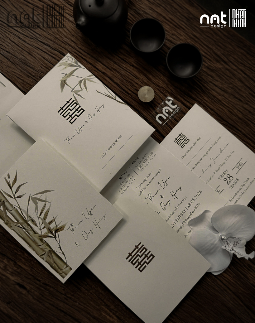 THIỆP CƯỚI CHỮ HỶ TRÚC NGÀ