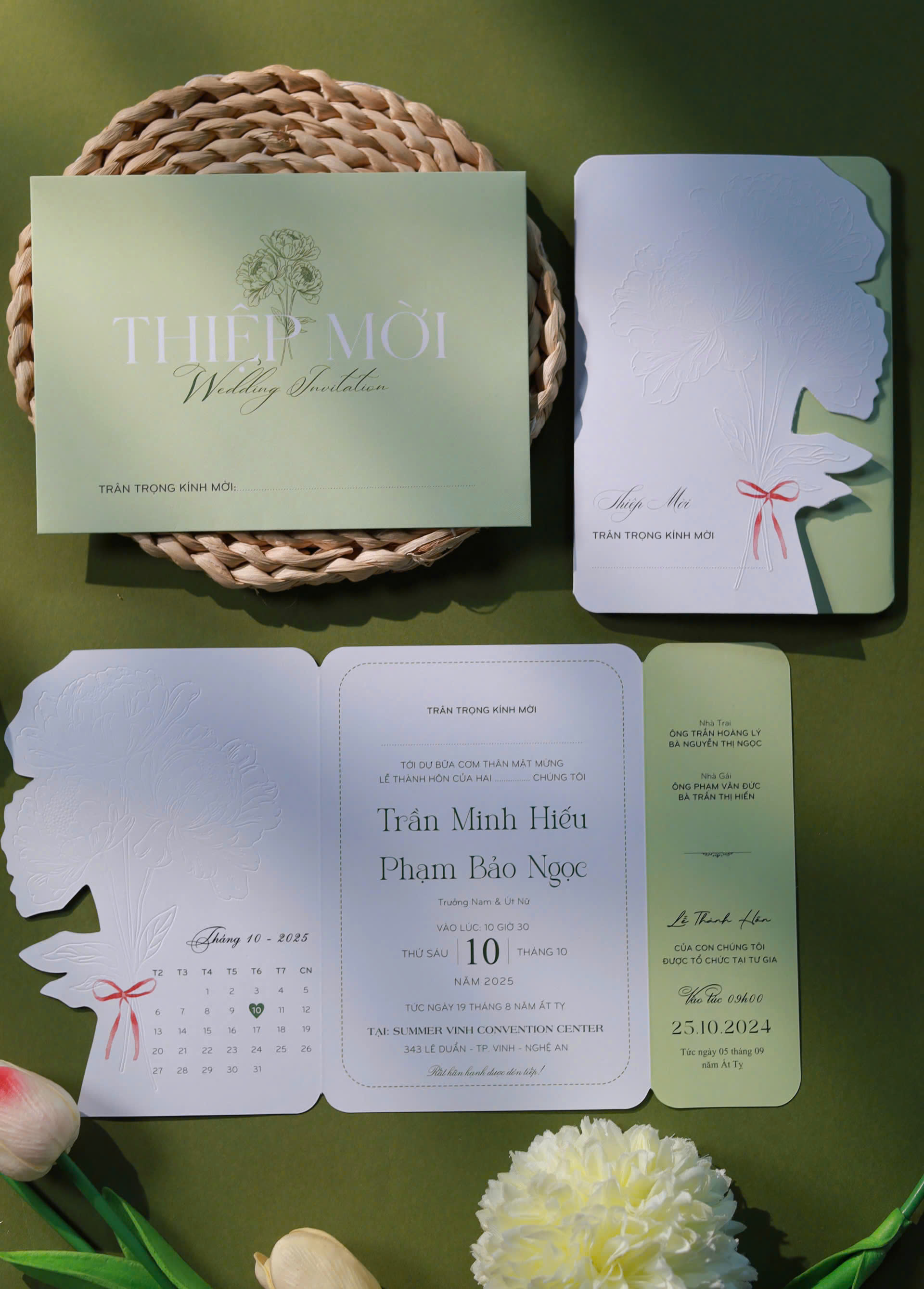 THIỆP GẬP 3 XANH MINT THÚC NỔI