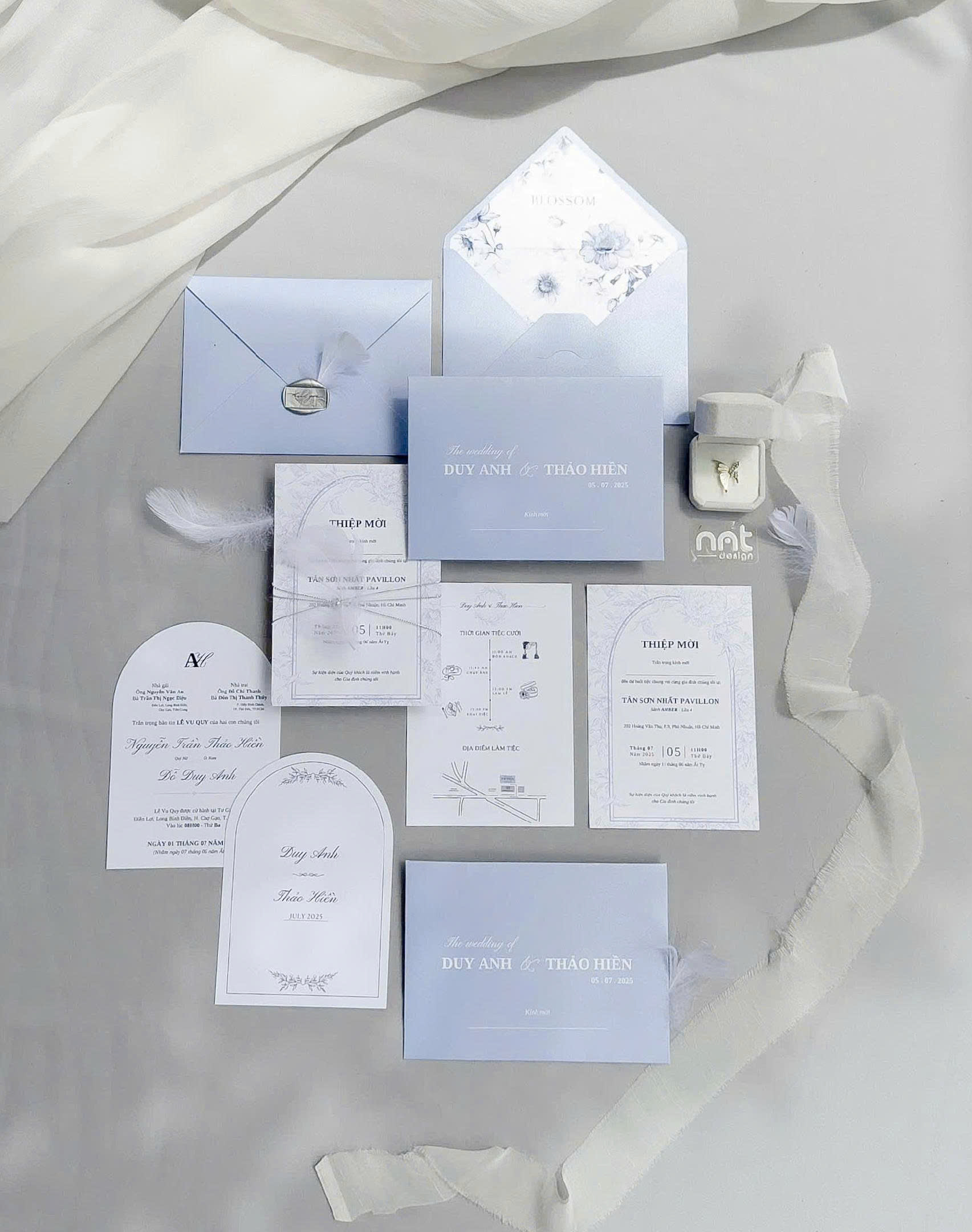 THIỆP CƯỚI KỸ THUẬT SỐ BLUE PASTEL