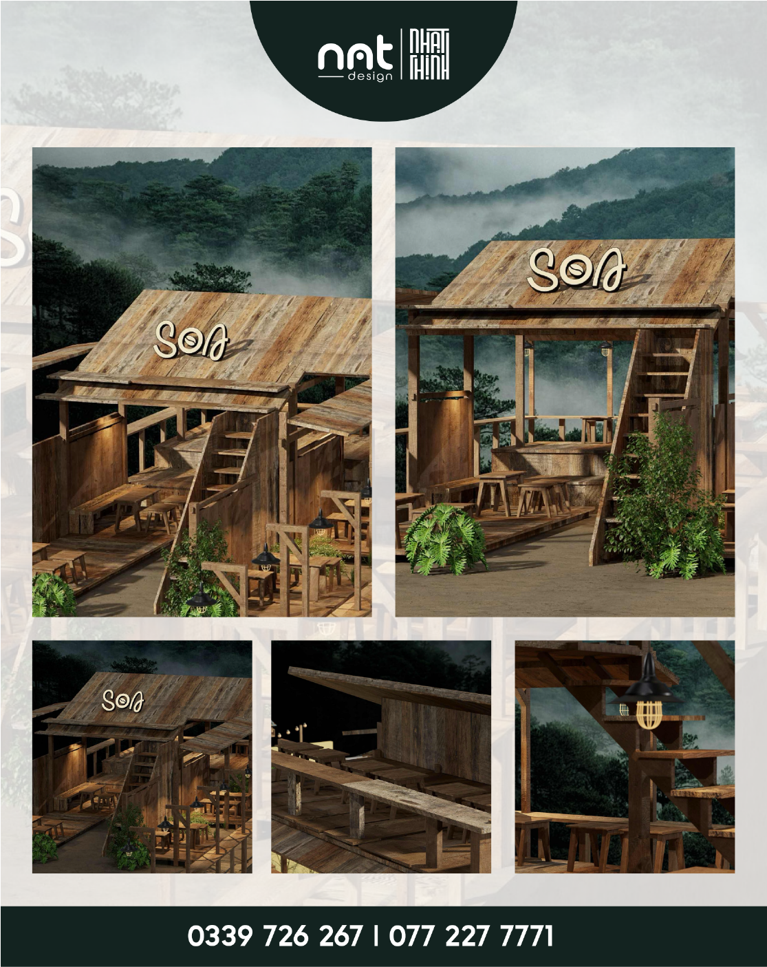 THIẾT KẾ DỰNG 3D QUÁN CAFE SĂN MÂY