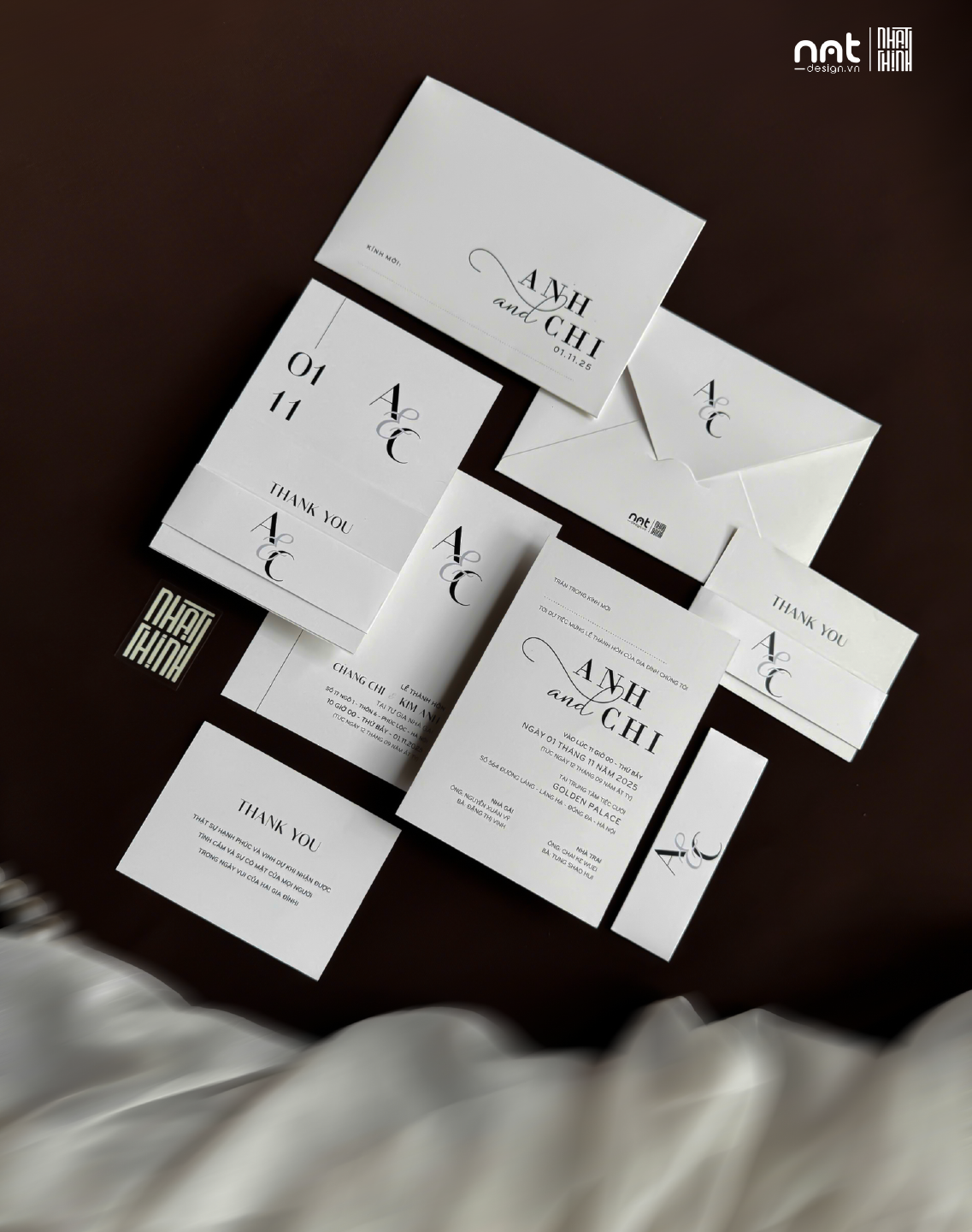 THIỆP CƯỚI THIẾT KẾ KÈM TAG & TỜ CẢM ƠN