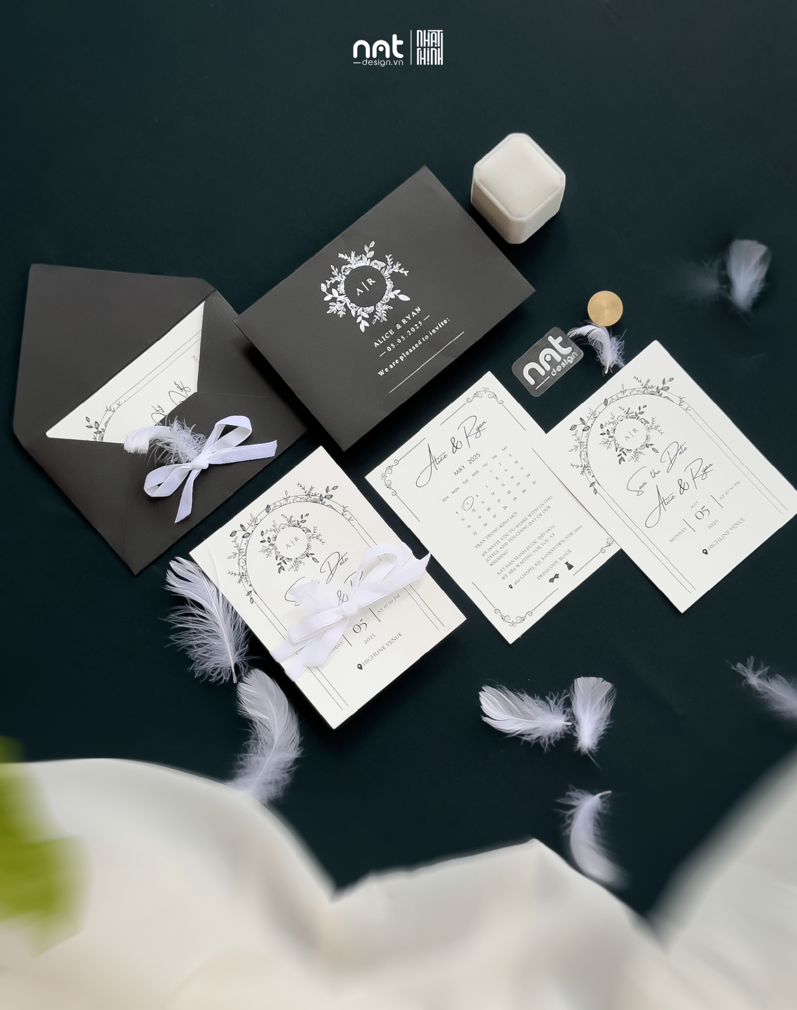 THIỆP CƯỚI THIẾT KẾ TONE MÀU SANG TRỌNG THANH LỊCH