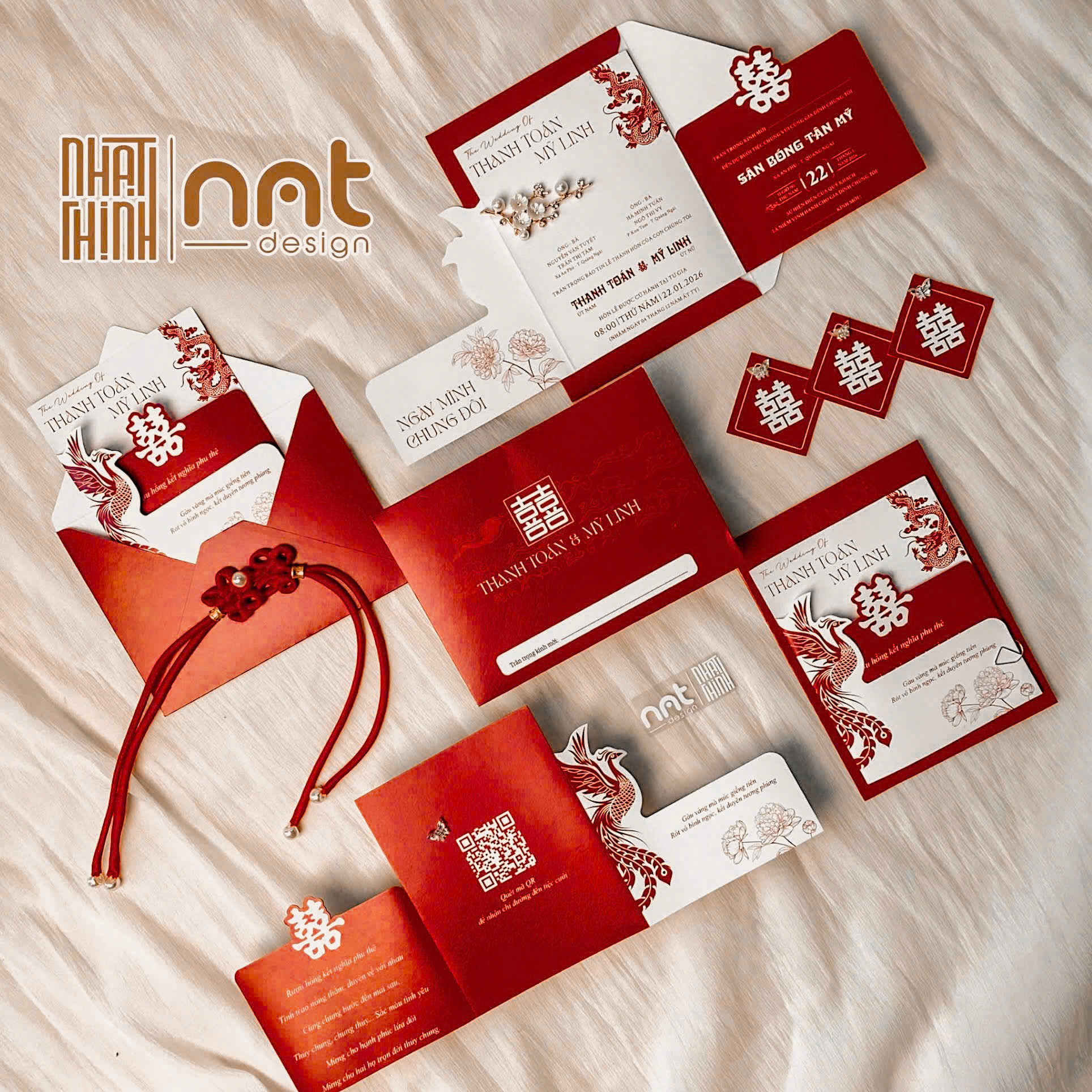Thiệp Cưới Thiết Kế Hỷ Lạc Viên Mãn