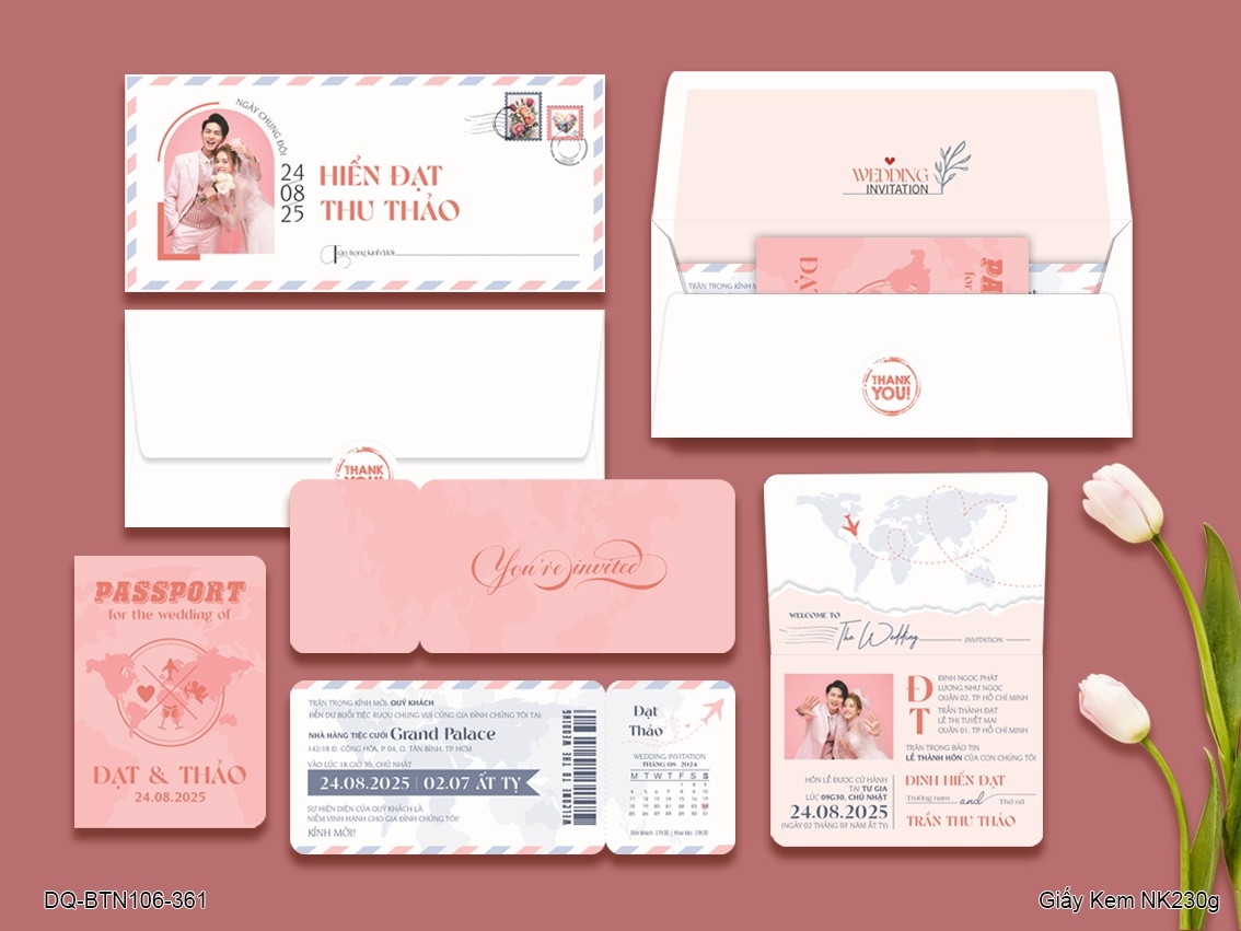 Thiệp cưới Passport in hình DR