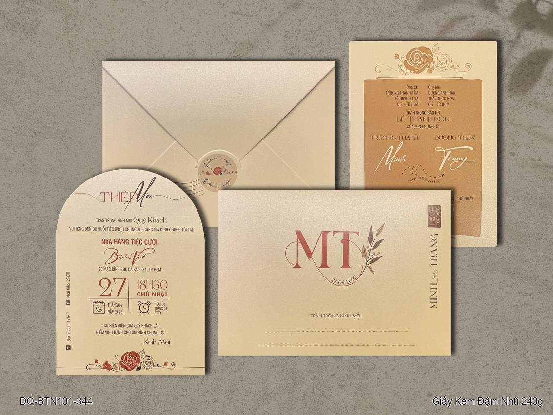 Thiệp cưới Ánh kim giấy thơm 344