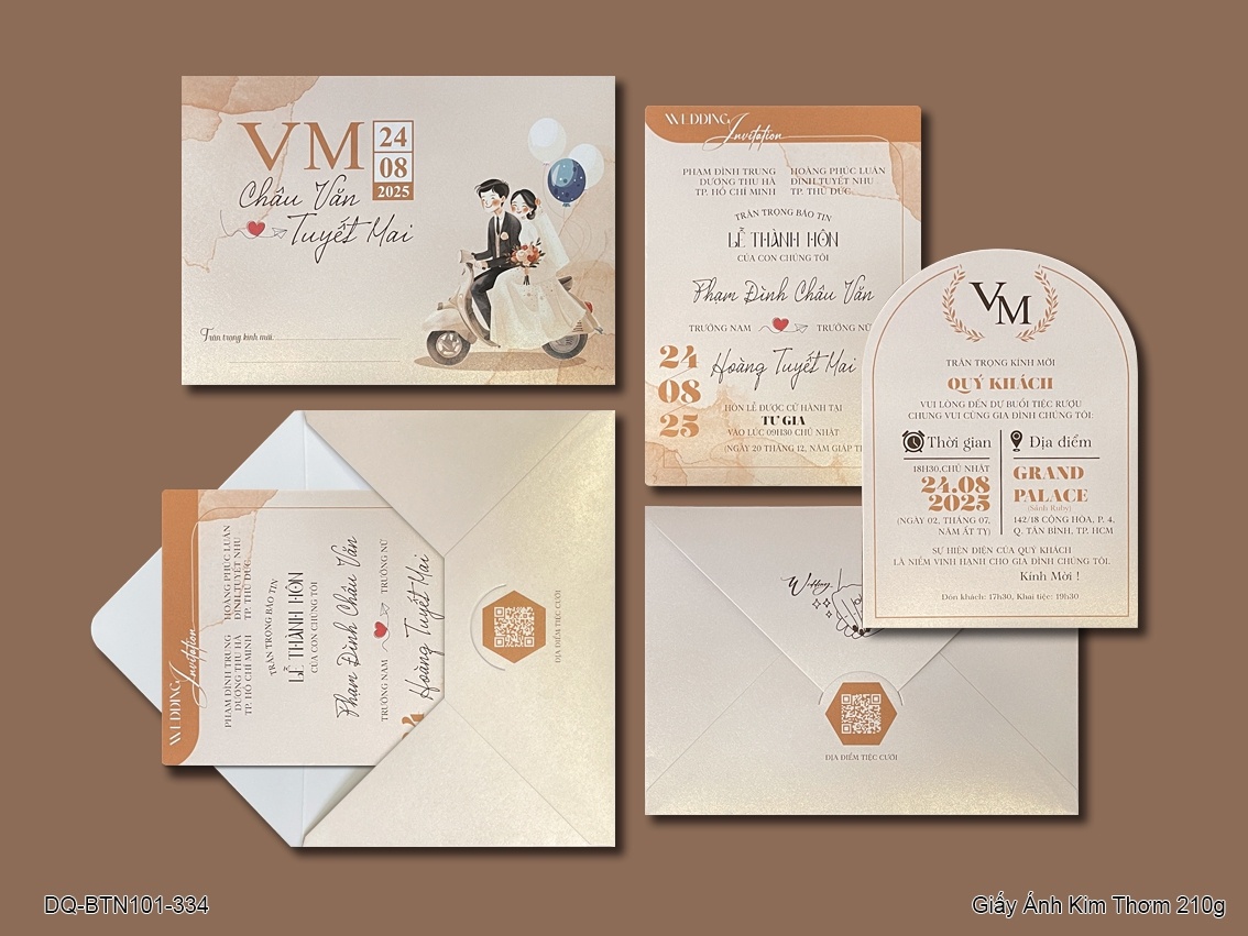 Thiệp cưới Ánh kim giấy thơm 334