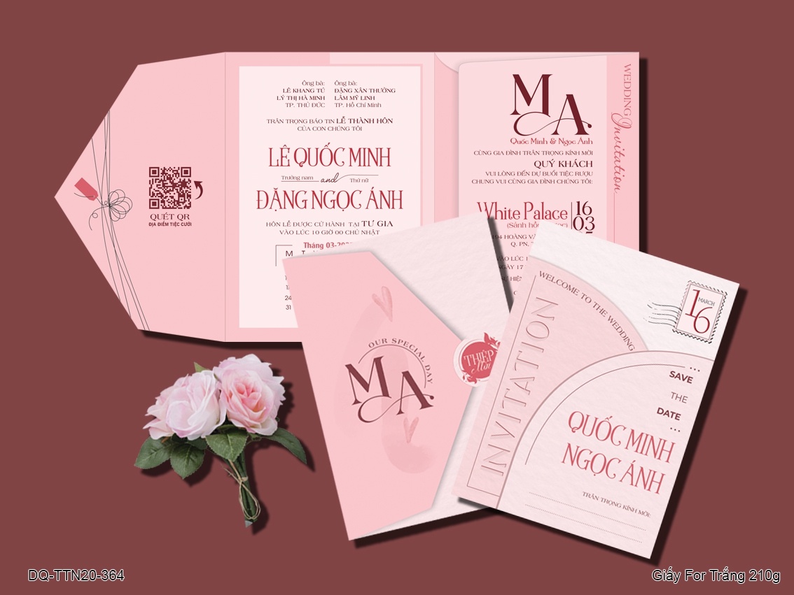 Thiệp cưới gấp 3 B