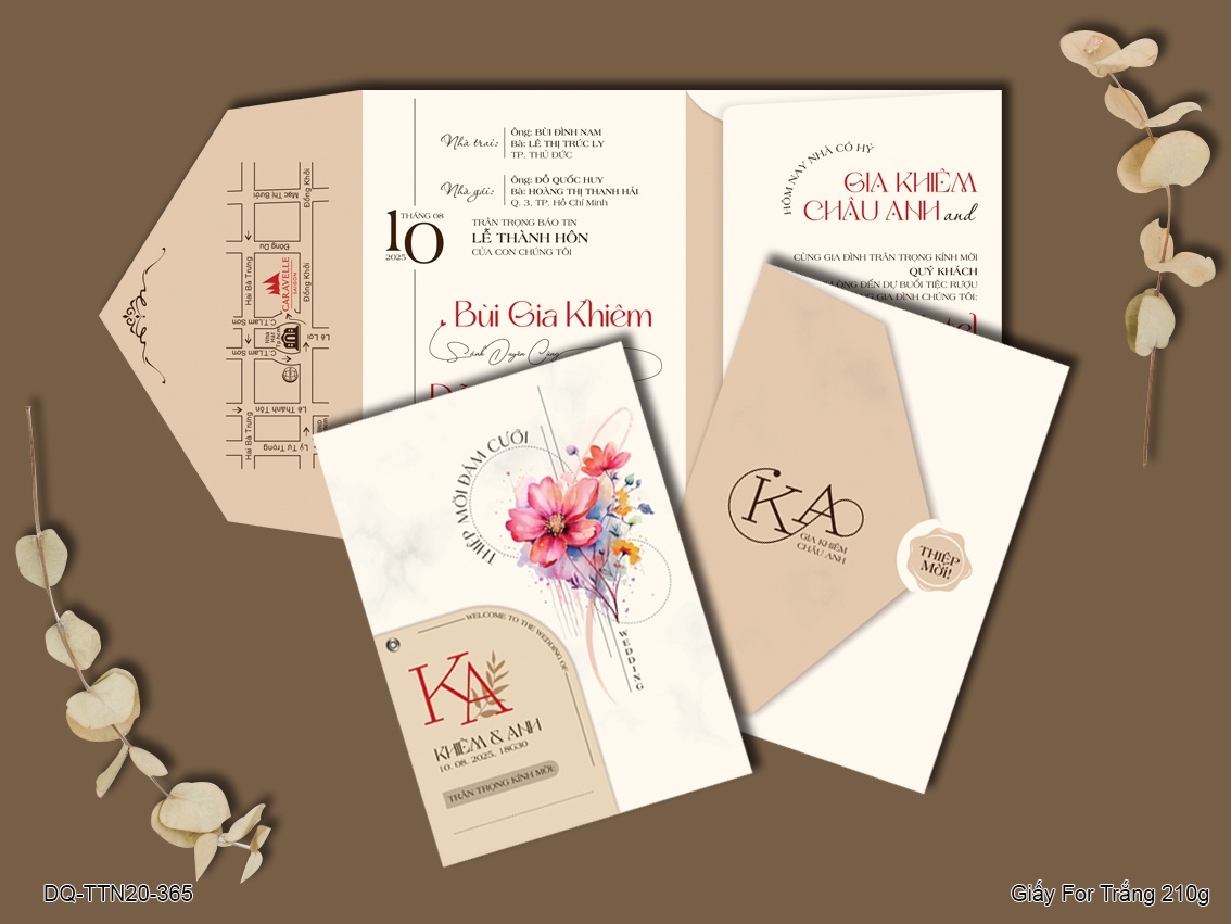 Thiệp cưới gấp 3 A