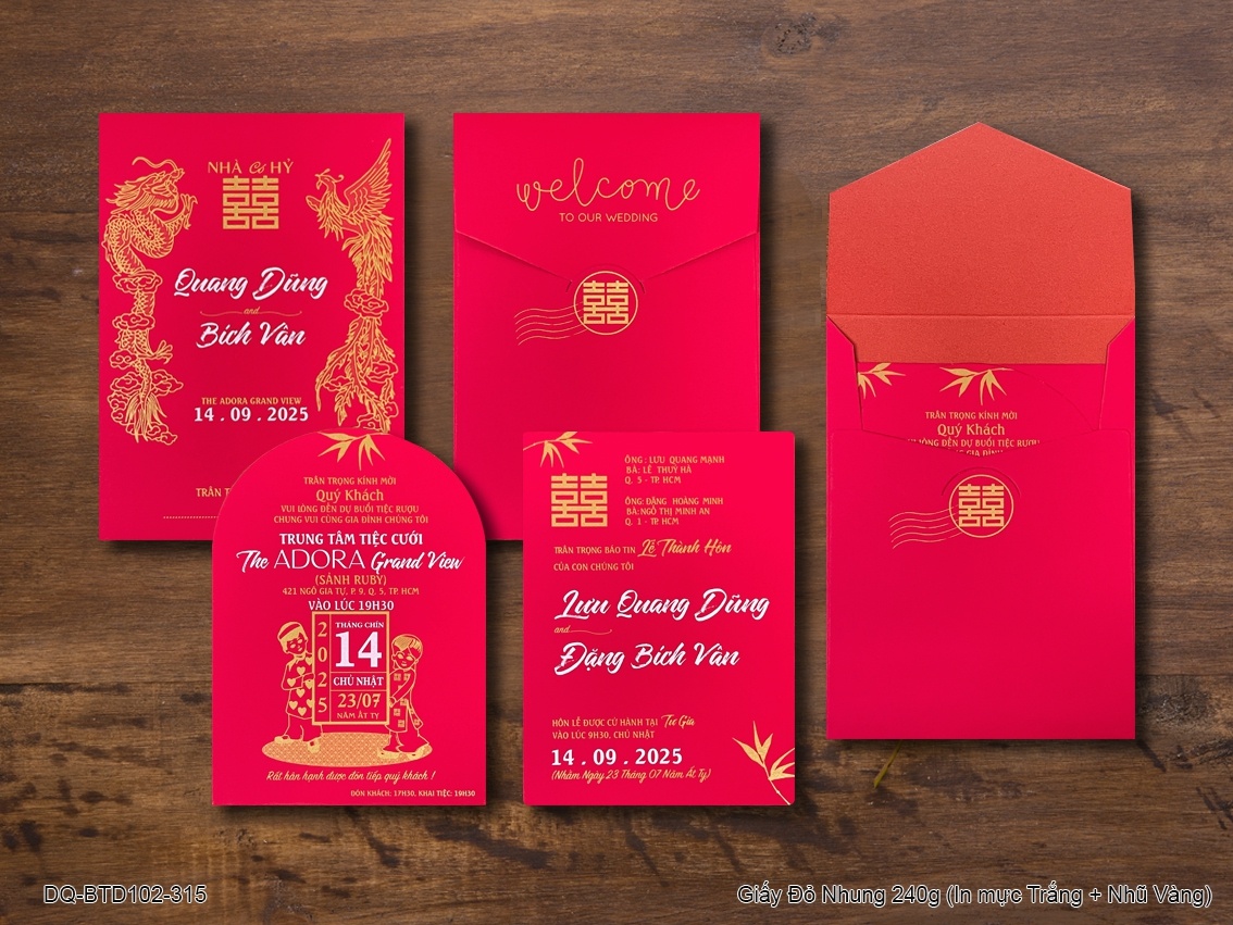 Thiệp cưới giấy nhung 315