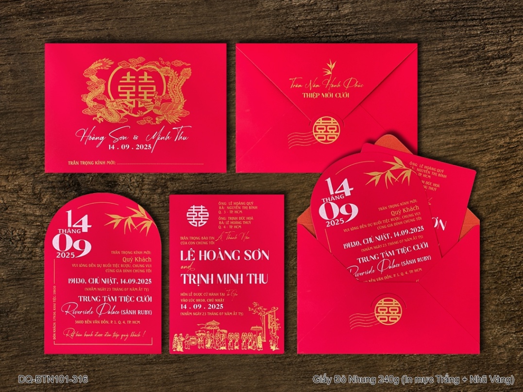 Thiệp cưới giấy nhung 316