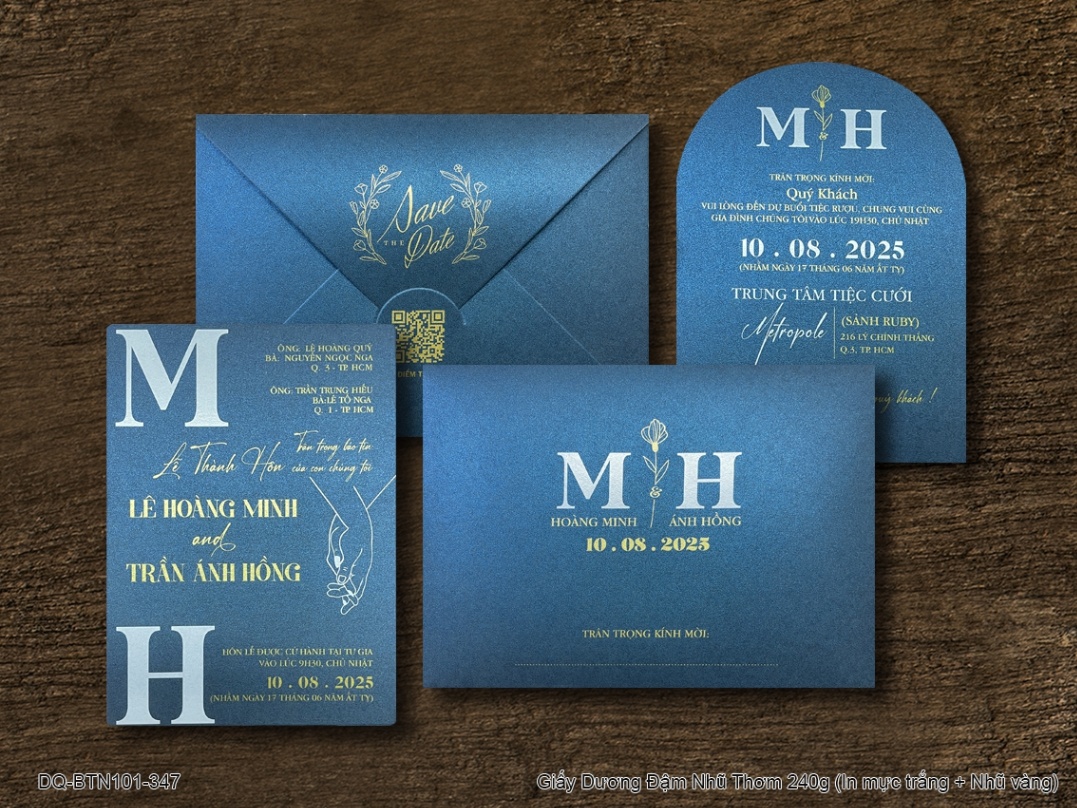 Thiệp cưới Giấy thơm ánh kim 347