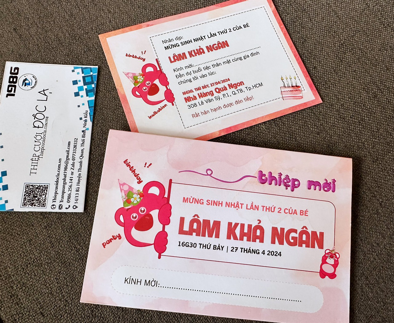Thiệp sinh nhật SN D2 GẤU HỒNG