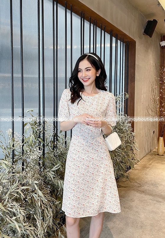 Đầm hoa nhí viền bèo tùng váy xếp tầng KK111-01 | Thời trang công sở K&K  Fashion