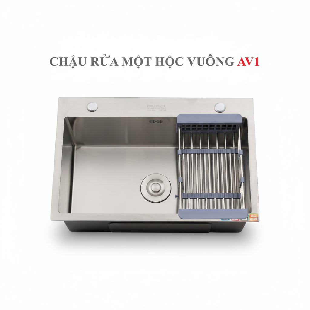 Chậu rửa Inox một hộc vuông AV1