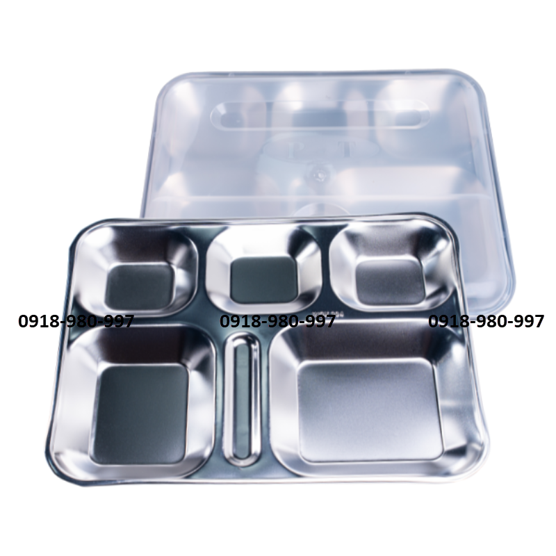 Khay cơm 5 ngăn lớn miệng cuốn inox 201