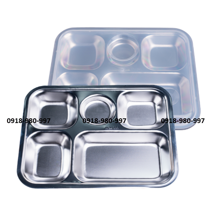 Khay cơm 5 ngăn lớn miệng dẹp inox 304