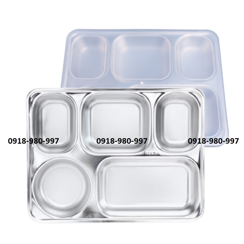 Khay cơm 5 ngăn sâu lớn inox 201