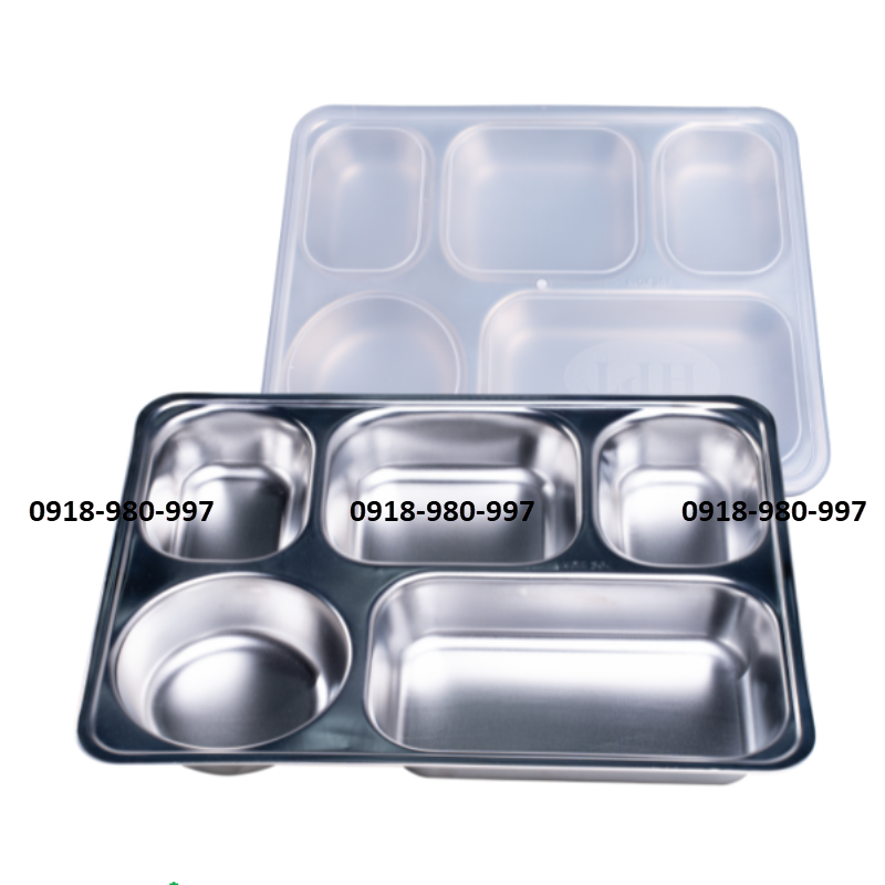 Khay cơm 5 ngăn sâu lớn inox 304