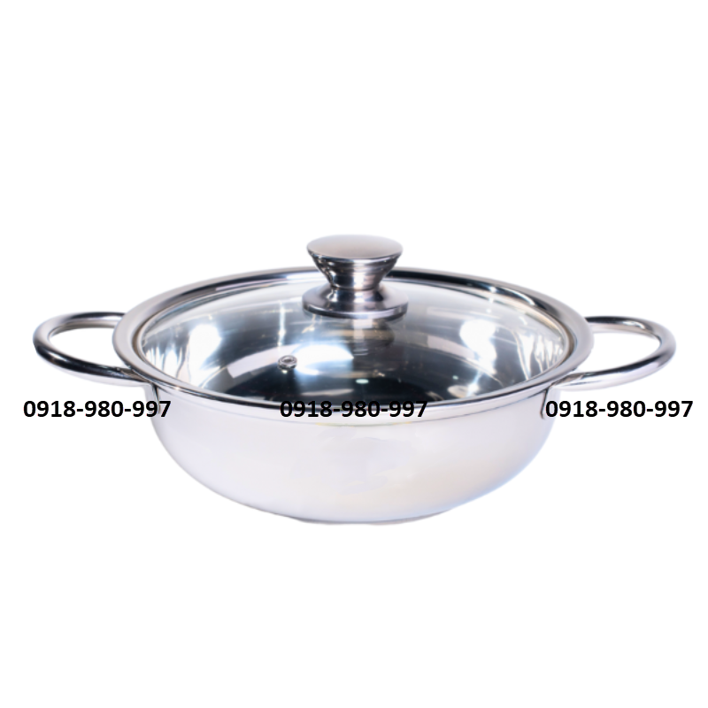 Lẩu quai ống nắp kiếng inox 201