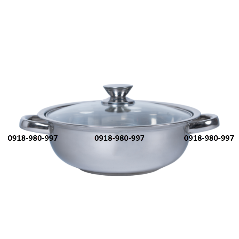 Lẩu quai tròn nắp kiếng inox 201