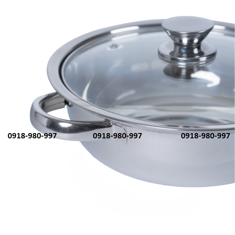 Lẩu quai tròn nắp kiếng inox 201