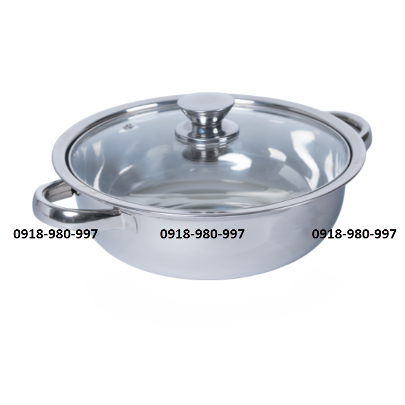 Lẩu quai tròn nắp kiếng inox 201