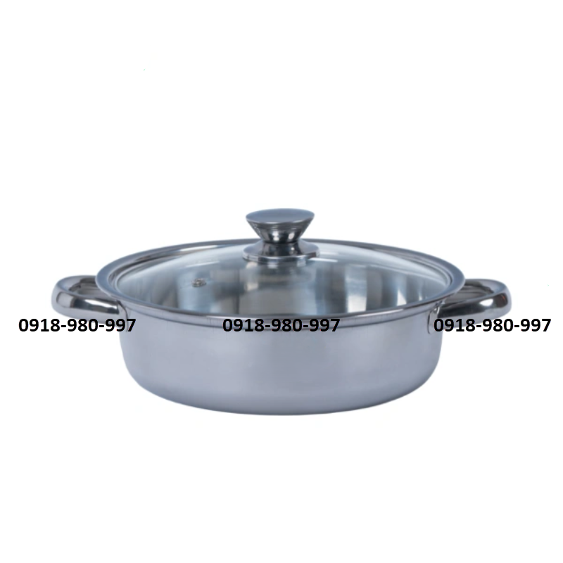 Lẩu quai tròn nắp kiếng inox 430
