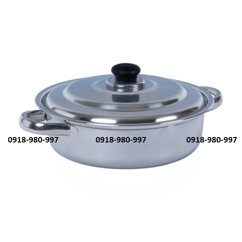 Lẩu quai tròn nắp nút đen inox 430