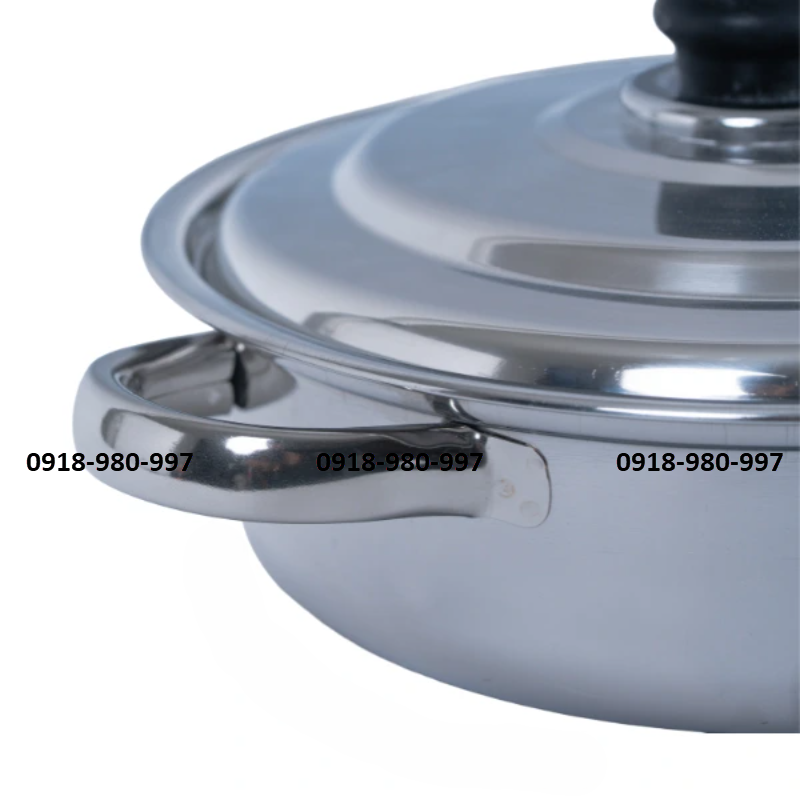 Lẩu quai tròn nắp nút đen inox 430