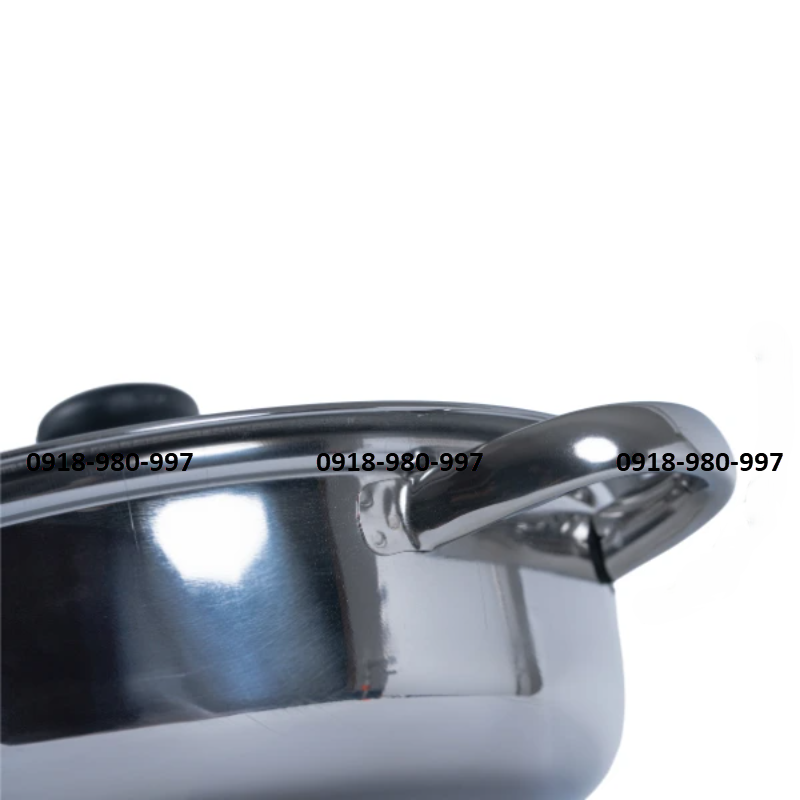 Lẩu quai tròn nắp nút đen inox 430