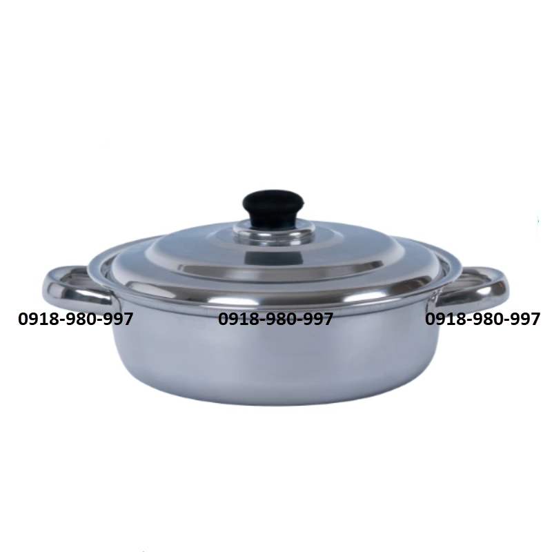 Lẩu quai tròn nắp nút đen inox 430