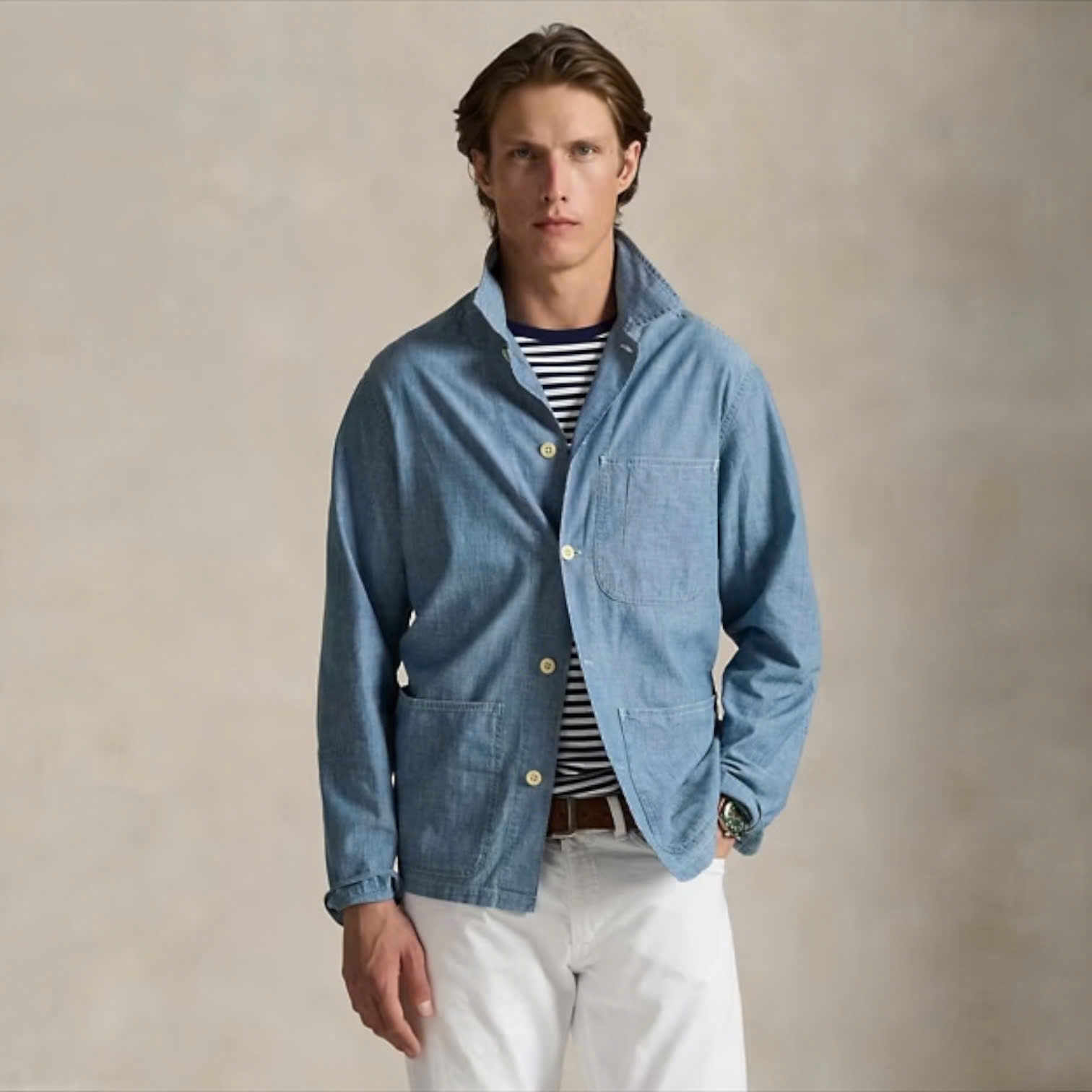Áo sơ mi dài Ralp Lauren denim túi ngực S0112 form reguler