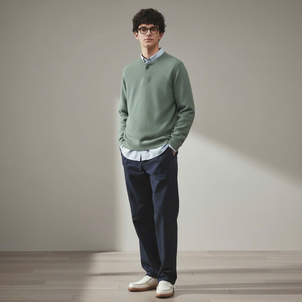 Áo len cổ tròn Henry Cotton AW24901