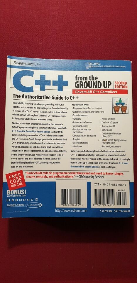 C++ from the Ground Up, Third Edition/ 624p