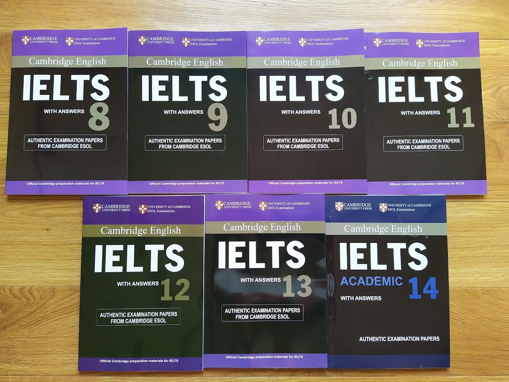 Combo Cambridge IELTS từ 7 - 14 (8 quyển Bản in đẹp + File nghe)