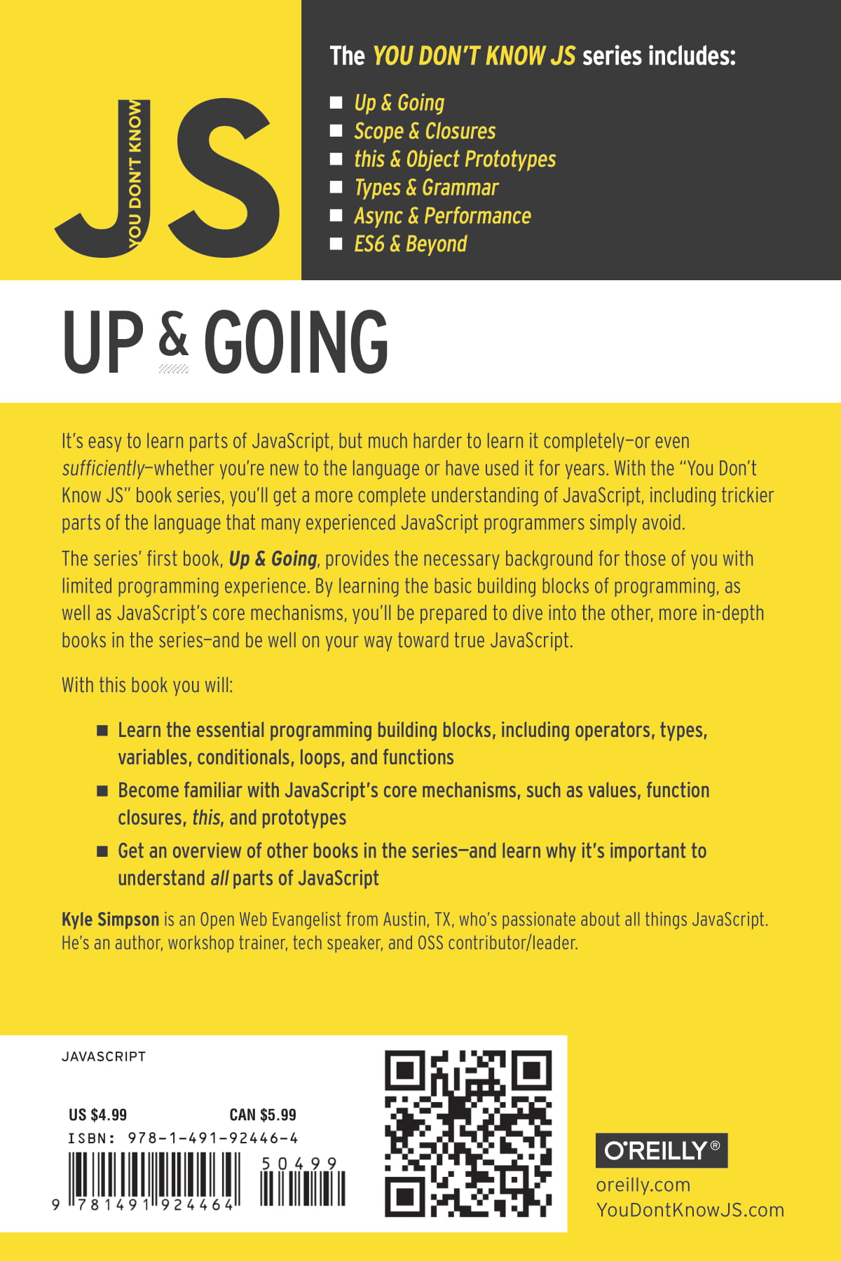 You Don’t Know JS 1st edition: Up & Going [1/6 series] Javascript