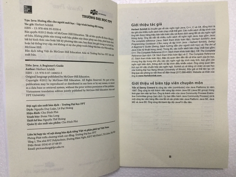 Lập trình hướng đối tượng Java tập 1 (dịch từ Java: A Beginner's Guide) - Java: Hướng dẫn cho người mới học , Tủ sách FPT