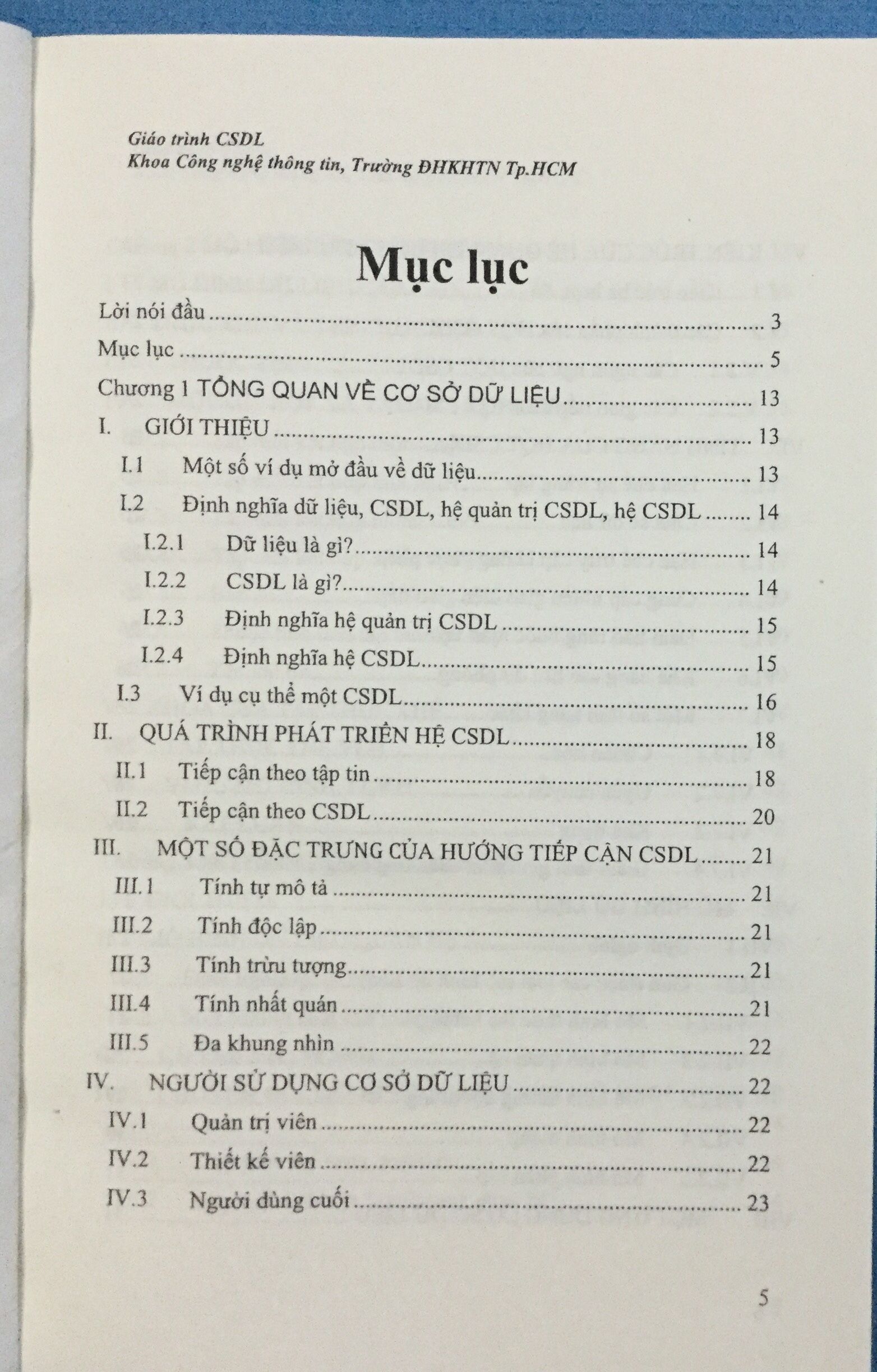 Giáo trình Cơ sở dữ liệu - Đồng Thị Bích Thủy