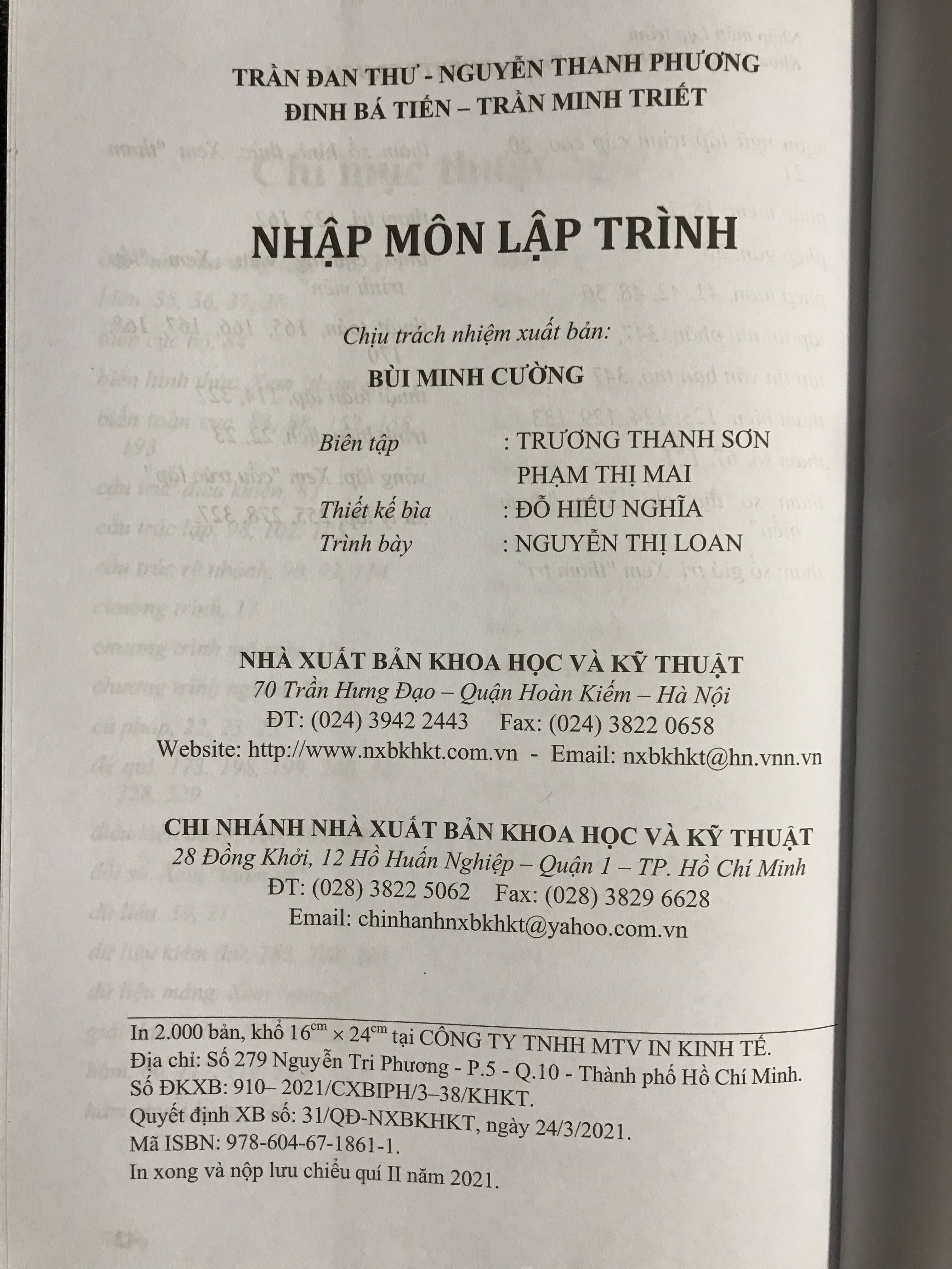 Nhập Môn Lập Trình - Trần Đan Thư (phiên bản 2021)