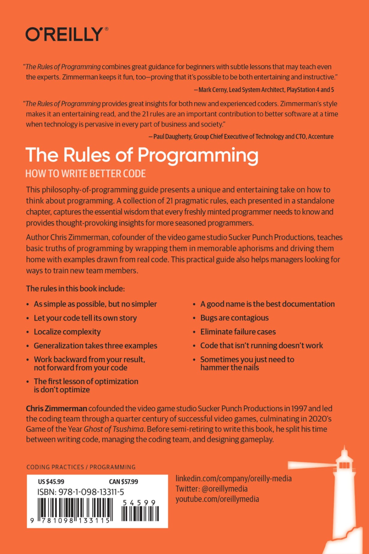 The Rules of Programming: How to Write Better Code by Chris Zimmerman 1st edition