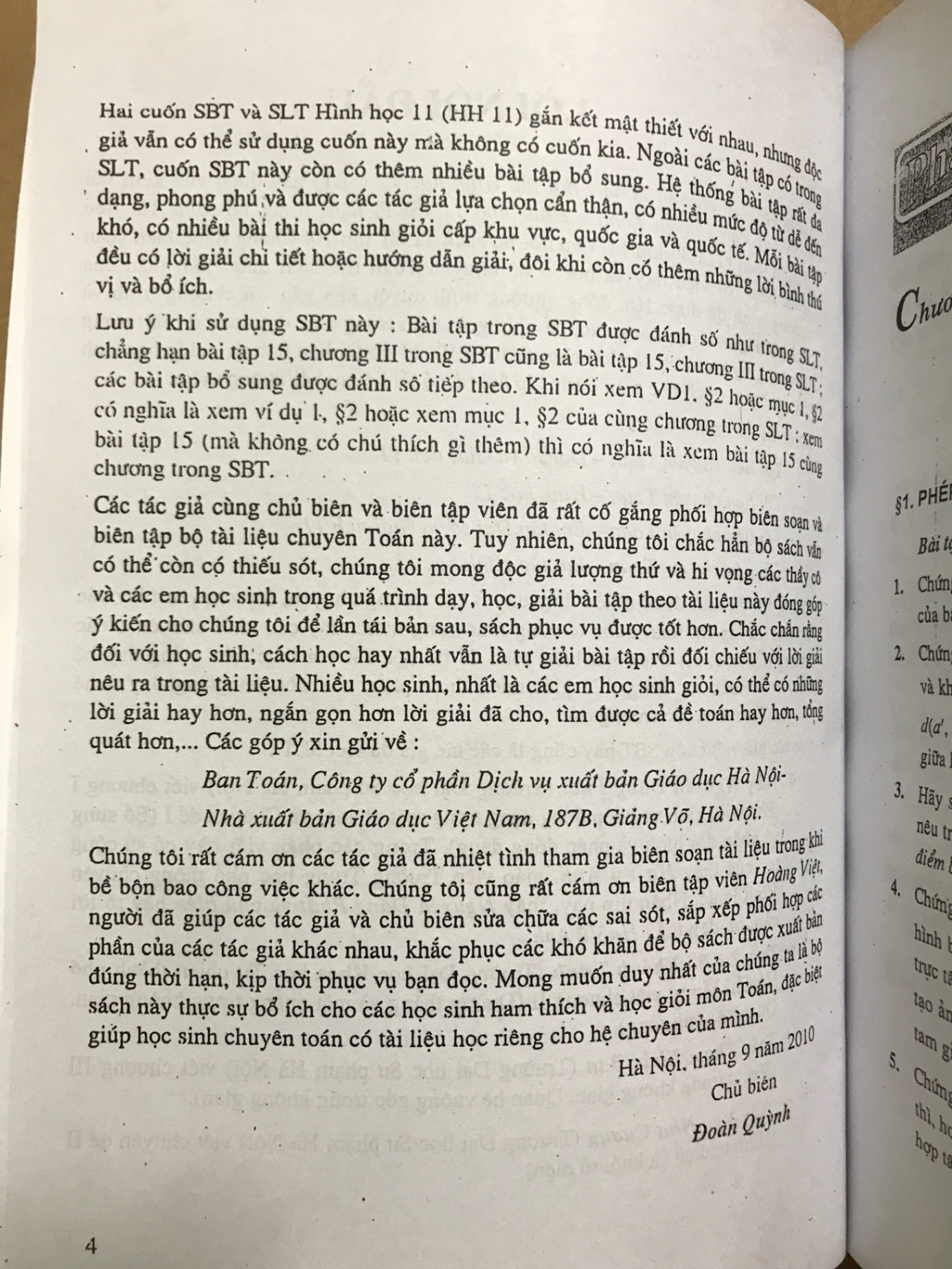 Tài liệu chuyên toán Bài tập Hình học 11 -Đoàn Quỳnh -A5