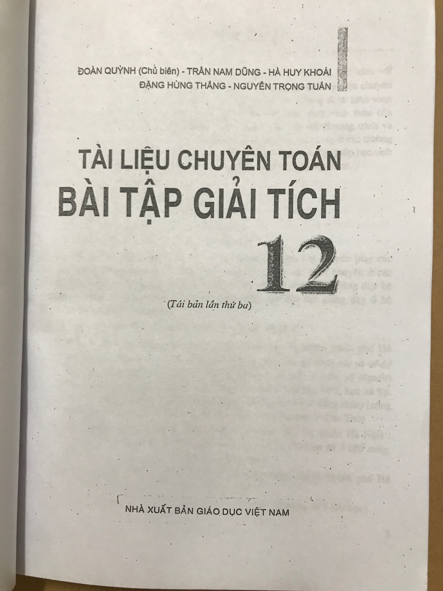 Tài liệu chuyên toán Bài tập Giải tích 12 -Đoàn Quỳnh -A5