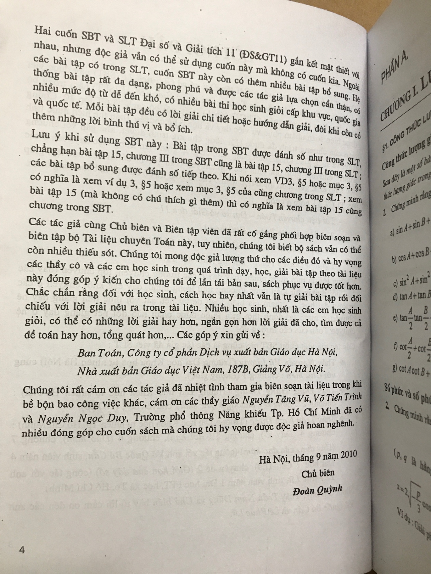 Tài liệu chuyên toán Bài tập Đại số và Giải tích 11 -Đoàn Quỳnh -A5