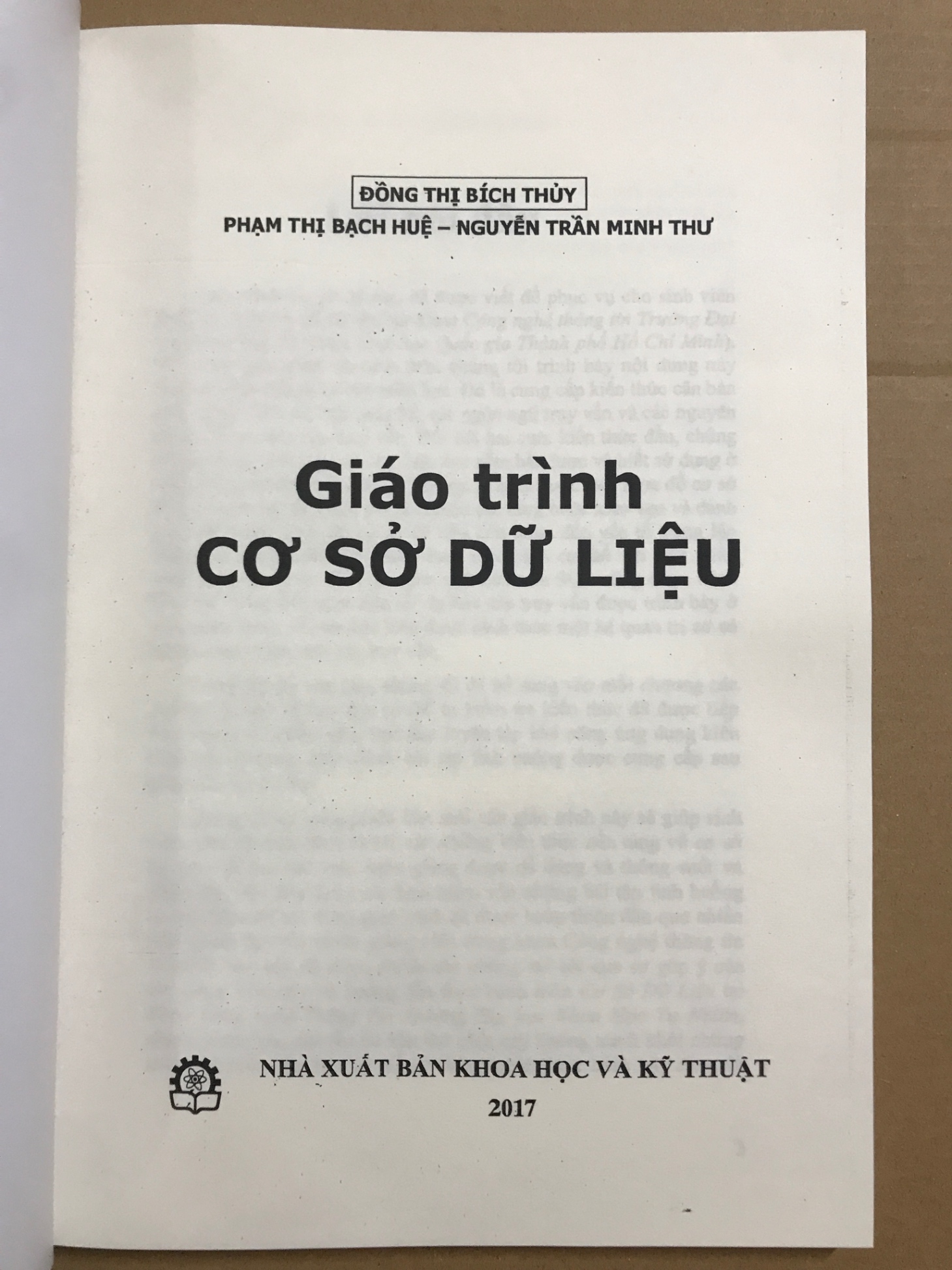 Giáo trình Cơ sở dữ liệu - Đồng Thị Bích Thủy