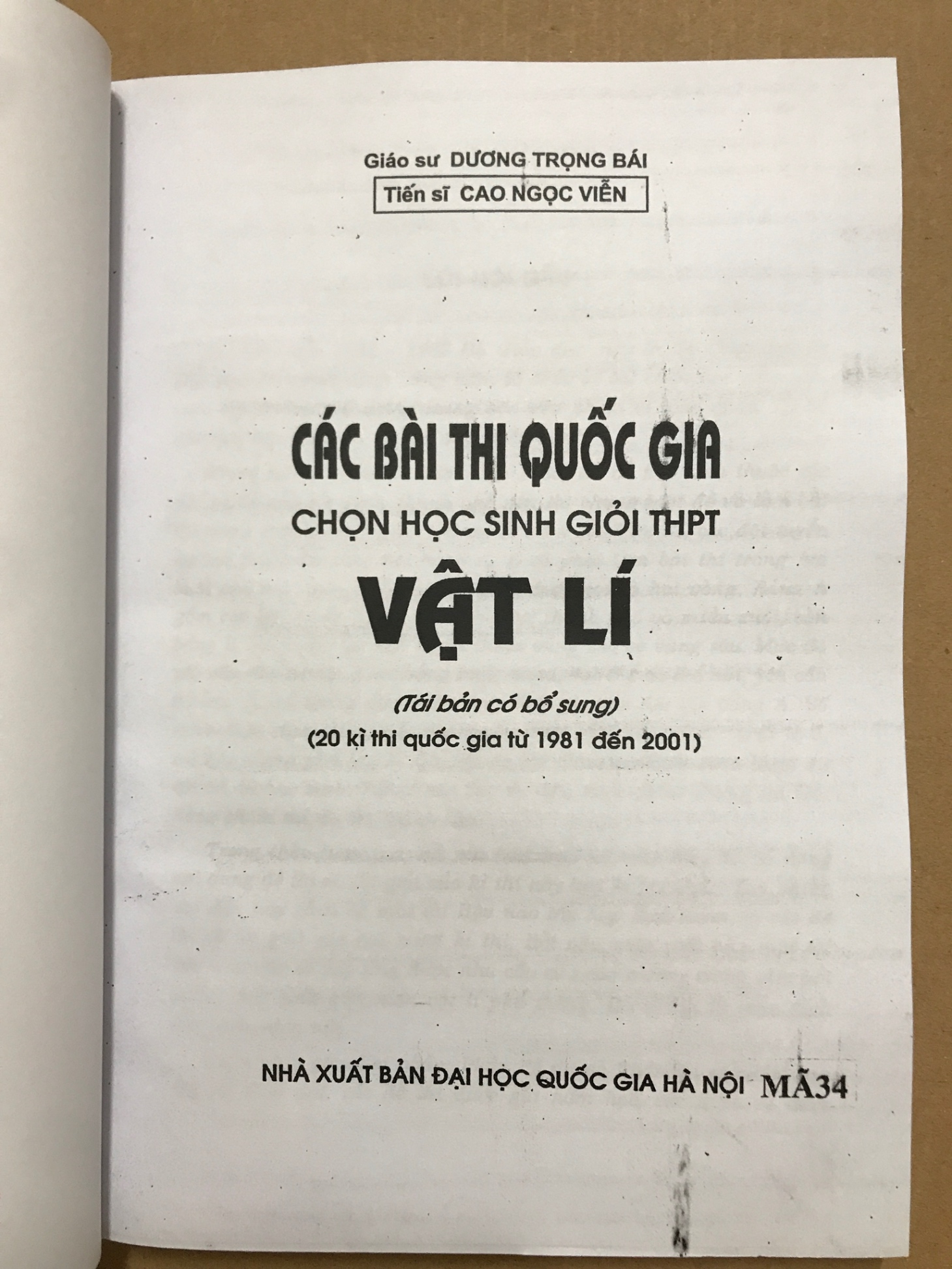 Các bài thi quốc gia chọn học sinh giỏi THPT Vật lí (1981-2001) - Dương Trọng Bái