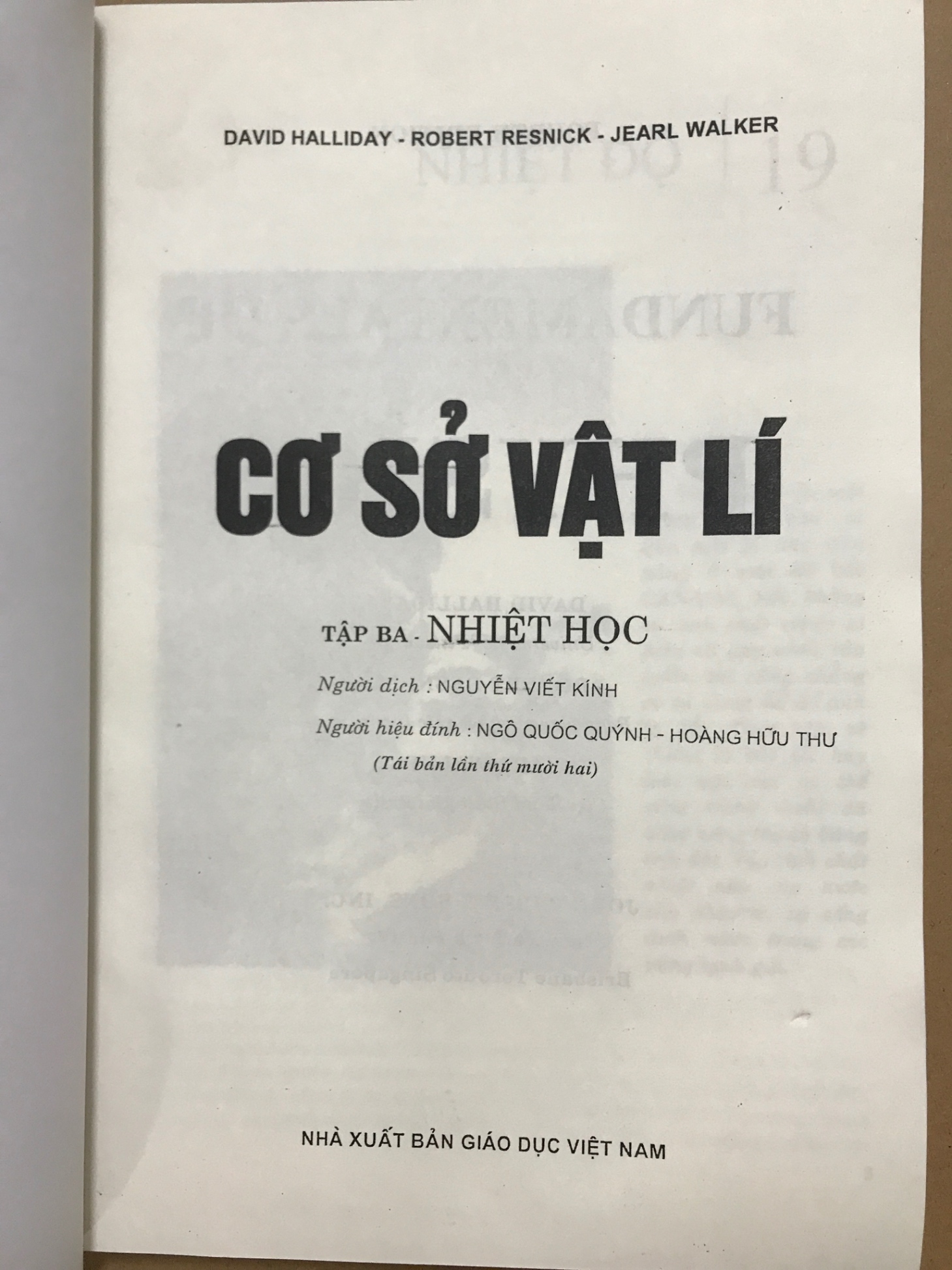 Cơ sở vật lí Tập 3 Nhiệt học