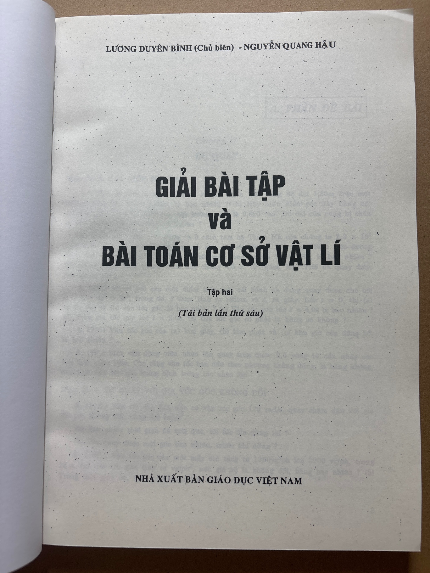 Giải bài tập và bài toán cơ sở vật lý - tập 2