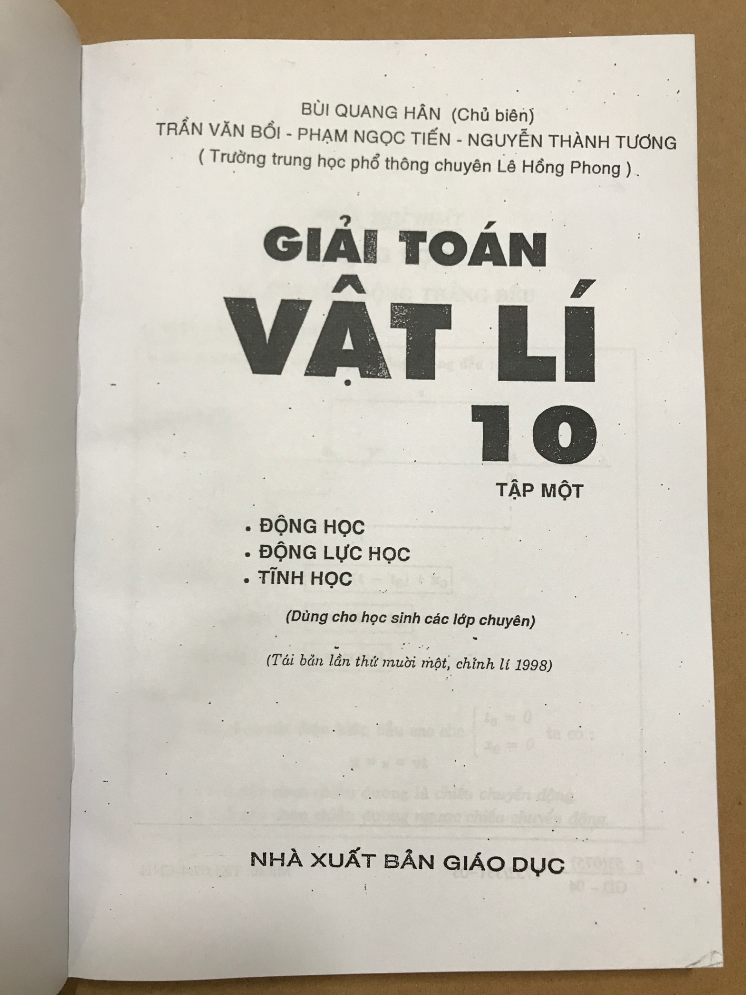 Giải toán Vật lý 10 tập 1 - Bùi Quang Hân