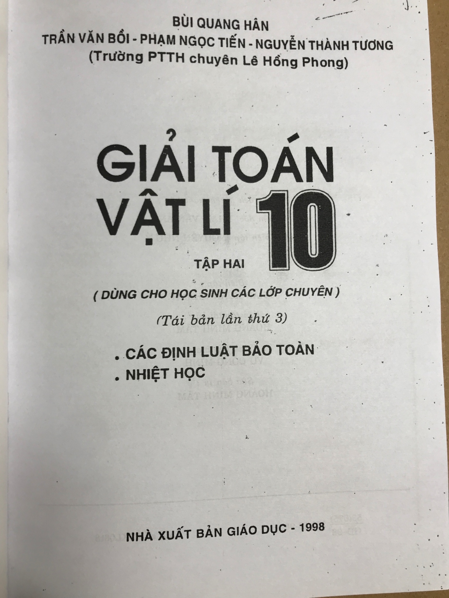 Giải toán Vật Lý 10 tập 2 - Bùi Quang Hân