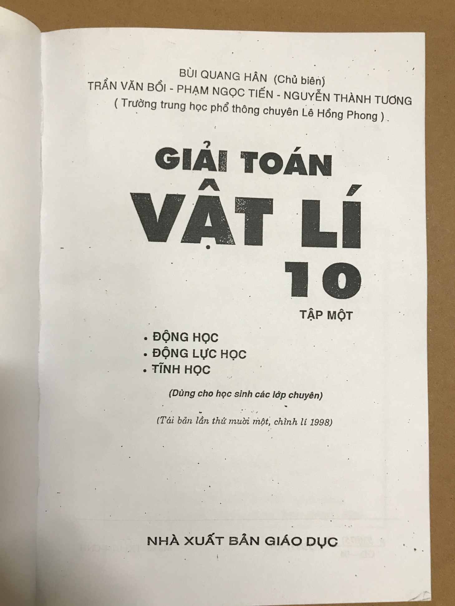 Giải toán Vật lý 10 tập 1 - Bùi Quang Hân